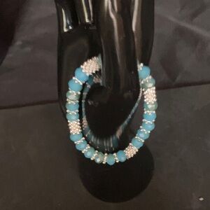 Elegant Silver and Blue Beaded Bracelet